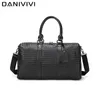 Duffel Bags Large Capacity Men's Travel Big Shoulder Duffle Carry on Luggage Tote Woven Pu Leather Black Men Handbags Bolso Hombre 230424