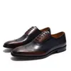 Genuine Cow Leather Shoes Business Casual British Mens Lace Up Derby Bright Formal Oxford Handmade Black Big Size Patchwork