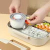 Bento Boxes 304 Stainless Steel Lunch Box For Adults Kids School Office Microwavable Bento Box With Bag Insulated Food Storage Containers 230515