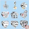 925 Charm Boncuk Aksesuarları Fit Pandora Takılar Takı Toptan Avrupa Ailemi seviyorum Büyükannem Kilitli Kalp Diy