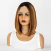 Droite Courte Bob Perruque 13x4 HD Lace Front Perruques Couleur Naturelle Blonde Vin Rouge Brun pour Femme Noire