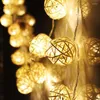 Weihnachtsdekorationen HL 2023 20 LED -Farbfarbe Rattan Ball String Fairy Lights for Xmas Wedding Party Dropship Jun27