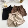 Shorts pour femmes Shorts solides Femmes Cordon Baggy S-5XL Automne Simple Casual Hiver Laine Jambe Large Pantalon Court All-match Ulzzang Mature Ins 230515