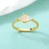 Anillos de racimo para mujer, Anillo geométrico de circón de pareja de diseño Vintage, Anillo atractivo estético, joyería de Color dorado, regalo para niñas