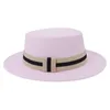 Chapeaux à large bord Fedora chapeau hommes femmes haut plat ceinture bande solide rouge vert noir blanc hiver automne messieurs robe formelle feutrée