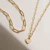 Zincirler Minimalist Kalp Şeklinde Kolye Kişiselleştirilmiş Altın Kaplamalı Çok Katmanlı Moda Gelti Yıldönümü Takı
