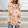 Abiti casual Primavera Estate Gonna a trapezio da donna Colorata frammentata spiaggia stampata 3D Pullover girocollo manica lunga Top