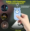 130DB ABS Bear Alarm Keychains Personal LED Flashlight Self Defense Keyrings Safety Security Alert Device Key Chain for Women Men Kids Elderly