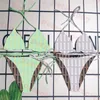 Женская буква печатная бикини набор светло -зеленые двойные купальники серые купальники