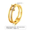 Bröllopsringar Trendiga minimalistiska guldfärg Cross Geometric Double Layer Finger Ring for Women Men smycken