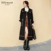 Dameswol Lange wollen jas vrouwen herfst winter 2023 mode casual patchwork contrast kleur klassieke marine kraag losse mix