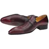 Moda erkek loafer ayakkabıları el yapımı gerçek inek deri resmi düğün ayakkabıları iş ofisi rahat deri ayakkabı kırmızı siyah