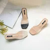 Pantoufles Épais Carré Talons Bas Chaussures Femme Sandales Transparentes Plus La Taille 42/43 Dames Tongs Ol Nude Sandalias Mujer Clair 230511