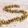 Dekoratif Çiçekler 2pcs Yapay Çiçek Vine 42 Kafa Düğün Sahnesi Pogerografi Küçük Gül Rattan Noel Ev Dekorasyon