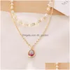 Hangende kettingen elegante imitatie parelwater drop semiprecious stenen ketting vrouwen vintage geometrische sleutelbeen sieraden gi dhgarden dhbfs