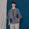 Etnische kleding mannen Japanse stijl kimono haori vintage patchwork plaid zomerjas Harajuku samurai vrouwen Aziatische retro yukata jas