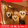 Cuerdas 3m Lámpara de amor de madera Cadena Corazón Luces LED para el año Vacaciones Boda Fiesta en casa Decoración Dormitorio de hadas Decoración