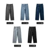 Jeans da uomo Moda coreana Uomo Baggy Classic All-match Tinta unita Pantaloni a gamba larga in denim a gamba dritta Pantaloni neri grigi blu chiaro