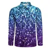 Men's Casual Shirts Shiny Sequins Shirt Autumn Mosaic Sparkle Texture Male Trendy Blouses Long Sleeve Custom Harajuku Clothes Big Size