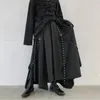 Pantaloni da uomo Uomo Nastro Gamba Larga Maschio Giappone Punk Gotico Harem Pantaloni Kimono Gonna Culottes Rivetto Con Borchie Trim Costume di Scena