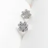 Crystal Diamond Clover Stud örhängen för Pandora Real Sterling Silver Söta festsmyckesdesigner örhänge Set för kvinnosystrar gåva örhänge med originallåda