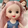 Dockor 16 cm BJD Mini 13 MOVERABLE JOINT GIRL Baby 3D Big Eyes Vacker Diy Toy With Clothing Dress Up 112 Fashion 230512