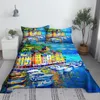 Set olieverf lakenset 3D-geprint polyester kunstbed plat laken met kussensloop Print beddengoed voor kinderen Baby volwassenen vrouw man