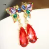 Boucles d'oreilles pendantes YaYi bijoux mode Multi verre strass cristal filles dame femmes couleur or antique bijou papillon cadeau