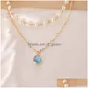 Hangende kettingen elegante imitatie parelwater drop semiprecious stenen ketting vrouwen vintage geometrische sleutelbeen sieraden gi dhgarden dhbfs