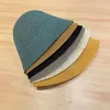 Berets 7 Farben Frühling Sommer Gestrickte Leinen Eimer Hut Frauen Solide Kuppel Atmungsaktive Angeln Mode Straße Ins Sun Caps 54-60 cm 2023