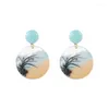 Dangle boucles d'oreilles Vintage chinois coloré paysage peinture acrylique pour les femmes mode bijoux été fête cadeaux 2023 oreille accessoires