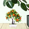 Fiori decorativi Plastica Arancio artificiale Bonsai Pianta finta Fiore in vaso finto Home Office Garden Decor