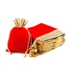 Sieraden zakjes zakken 50 pcslot fluwelen tas flanel sieraden sachet gold vergulde verpakking tas trekkoord cadeaubas 3 specificaties 230512