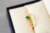 Ringos de cluster jhy sólido 18k ouro amarelo 0,25ct Nature Emerald for Women Aniversário de Aniversário