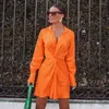 Casual Dresses Bright Orange Turn Down Button Up Bowknot Office Spring Summer Shirt Dress Short Long Sleeve Femme Robe Vetidos