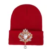 Nowe zimowe czapki dla kobiet ciepłe luksusowe kwiaty Kryształowe czapki Kamulki Skullies Caps Gorras HCS332