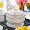 Учебные посуды наборы Jingdezhen Swan Bone Ceramic Dableware Set Set Set Set Bow