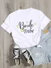 Kvinnors t-shirt brud ringfinger brud team tryck Bachelorette Wedding Party Women T-shirt Casual Ladies Basic O-Collar Short Sleeved T-Shirt P230515