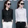 Women's Blouses Leisure White Black Red Shirt vrouwen Casual Koreaanse mode slanke lange mouw rapel shirts kantoor werk knop blouse blusas