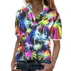 Women's Blouses Harajuku Women's T Shirt Funky Hawaiian Frontpocket Tops Women 2023 Leaves Flowers Pineapple Print Shirts Camisas De