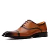 Man schoenen Oxford Casual handgemaakte retro Britse zwarte wijn rood kruisige schoenen brogel brogue volledige echte koeien lederen lente/herfst