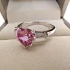 Cluster Rings Luomansi S925 Bague Coeur Romantique 1CT Moissanite Rose Avec Certificat GRA Senior Femme Bijoux Anniversaire Cadeau De Fête