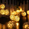 Weihnachtsdekorationen HL 2023 20 LED -Farbfarbe Rattan Ball String Fairy Lights for Xmas Wedding Party Dropship Jun27