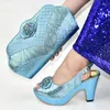 Dress Shoes Ladies High Heel With Stone 10.5CM Italian Matching Bags African And Set For Party 9310-6