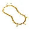 18K Gold Plated Luxury Designer Halsband för kvinnor Märke bokstav hänge tjocklek kedja halsband smycken tillbehör hög kvalitet aldrig blekna 13stil