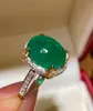 Cluster Rings 2023LR Emerald Ring Pure 18K Gold Jewelry Nature Green 4.8ct Gemstones Diamonds Female For Women Fine