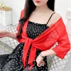 Sarongs Korean Solid Chiffon Transparent Sunscreen Shawl Female Summer Air Conditioned Blouse Cardigan Neck Guard Cloak Silk Scarf R13 230515