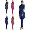 Ethnische Kleidung 2023 2PCS Frauen Plus Größe Floral Bedruckte Muslimische Bademode Mit Kapuze Muslimah Islamischen Badeanzug Schwimmen Surf Tragen Sport Burkini S-5XL