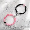 Zestaw 2pcs Set Creative Magnet Przyciągnij parę urok Braceletów Dobre przyjaciele kochanek 8 mm naturalny kamień koraliki koronne stretc dhgarden dhegc