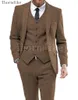 Men's Suits & Blazers Thorndike 2023 Arrival Tailored Groom Suit Gery Herringbone Men England Modern Blazer Tuxedos 3 Pcs Tweed Costume Homm
